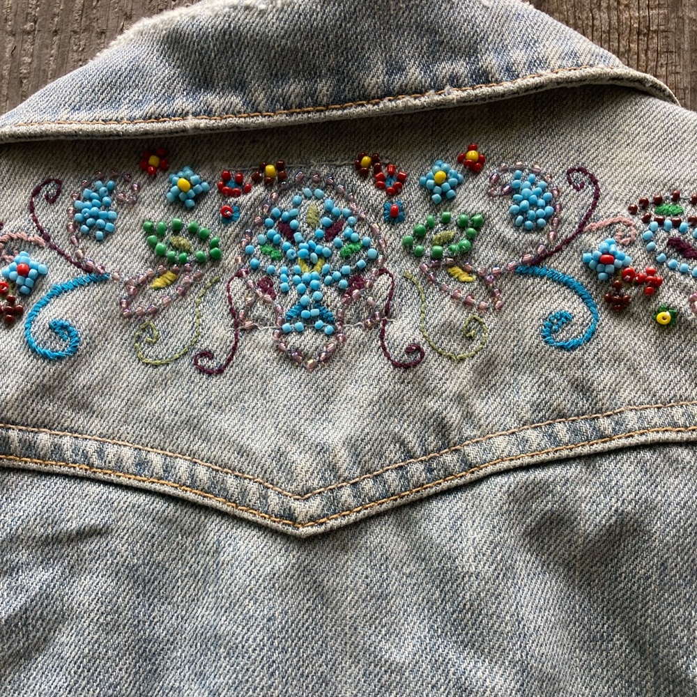 ***SOLD*** Old Navy Beaded Distressed Denim Jacket